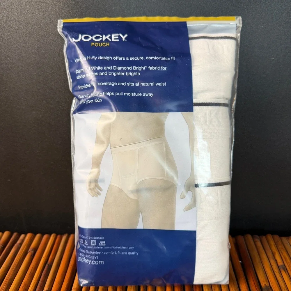 Vintage 2012 Jockey Pouch Brief Mens XL White Cotton Spandex H-Fly Underwear New